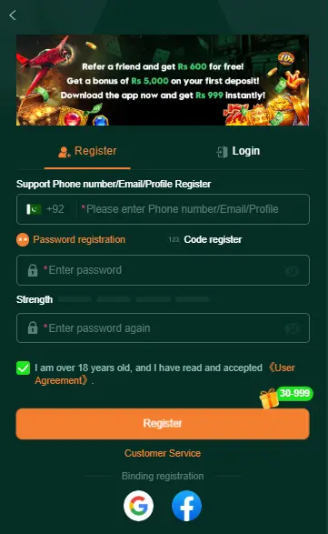 Betqq game register image